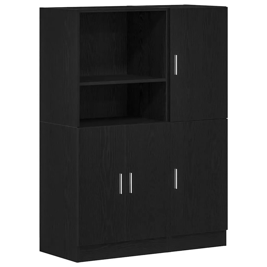 vidaXL Küchenschrank-Set 2-teilig Schwarz aus Holzwerkstoff mit Regalfächern und Türen, B/T/H: 95,0 x 41,5 x 131,5 cm - Bild 2