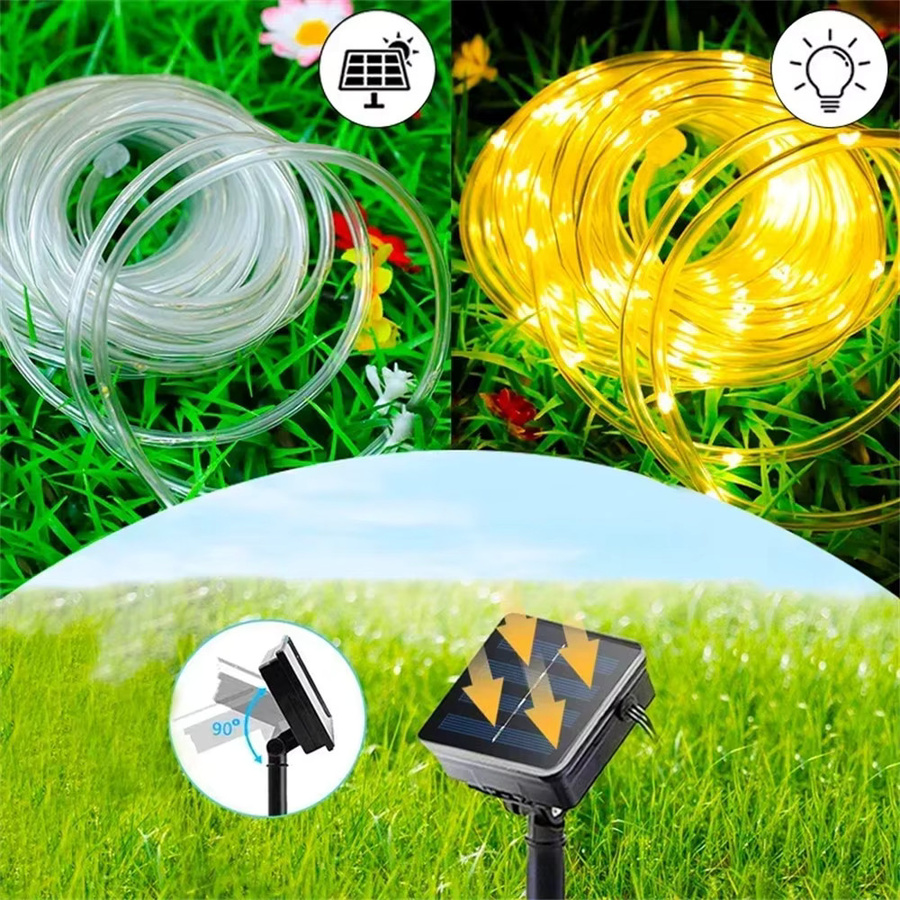 Solar LED Lichterkette für den Außenbereich mit transparenten Röhrenlampen in Zylinderform für Garten und Weihnachtsdekoration - Bild 6