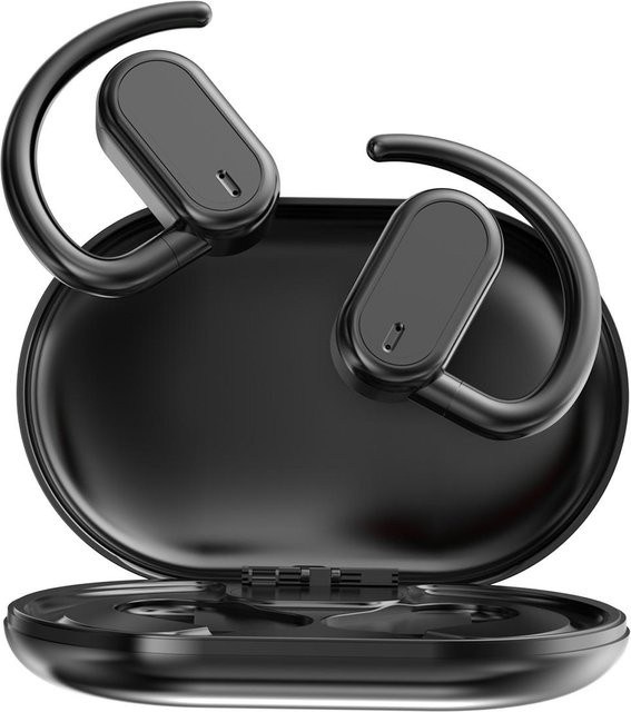 Andoer GT04 Bluetooth 5.4 In-Ear Kopfhörer, schmerzlose Ohrbügel-Sport-Headset, schweißfest, schwarz - Bild 1