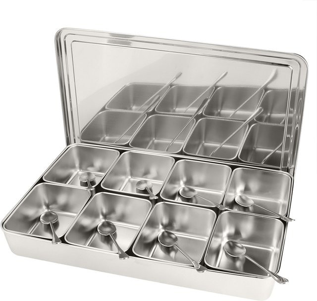 Qiilu Gewürzbox aus Edelstahl mit 8 Gittern in Silber - Bild 1