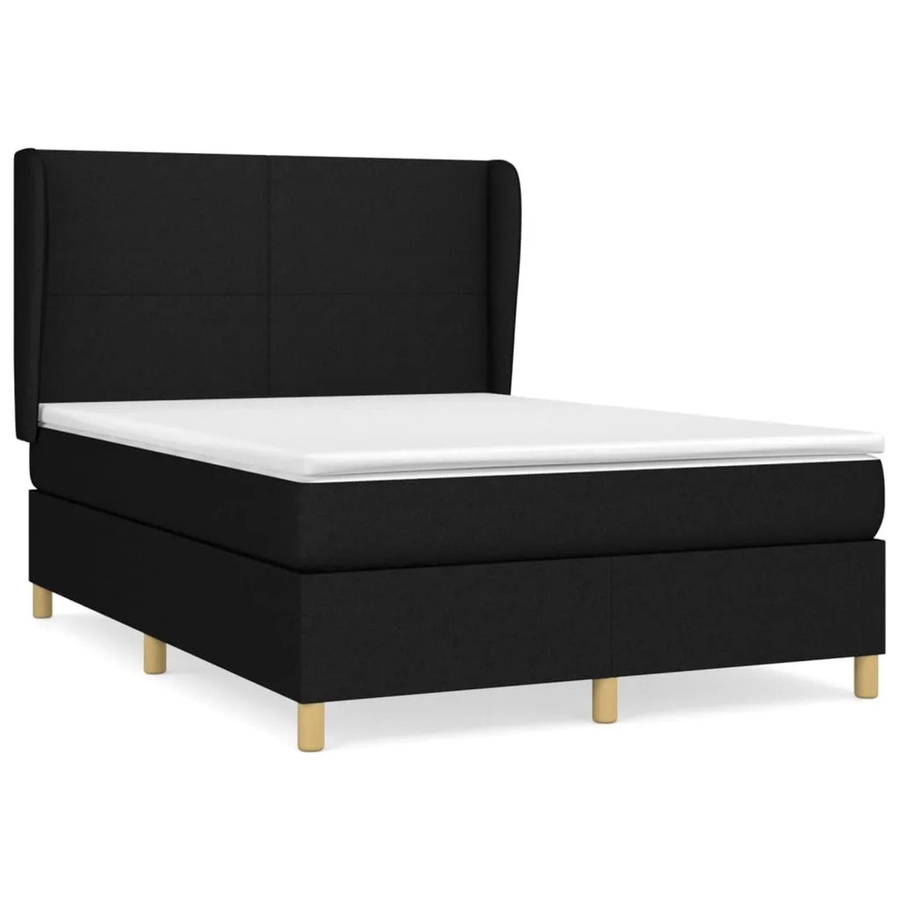 vidaXL Boxspringbett Hybrid mit Matratze und Taschenfederkern, Schwarz, B/T/H: 140 x 190 x 128 cm - Bild 2