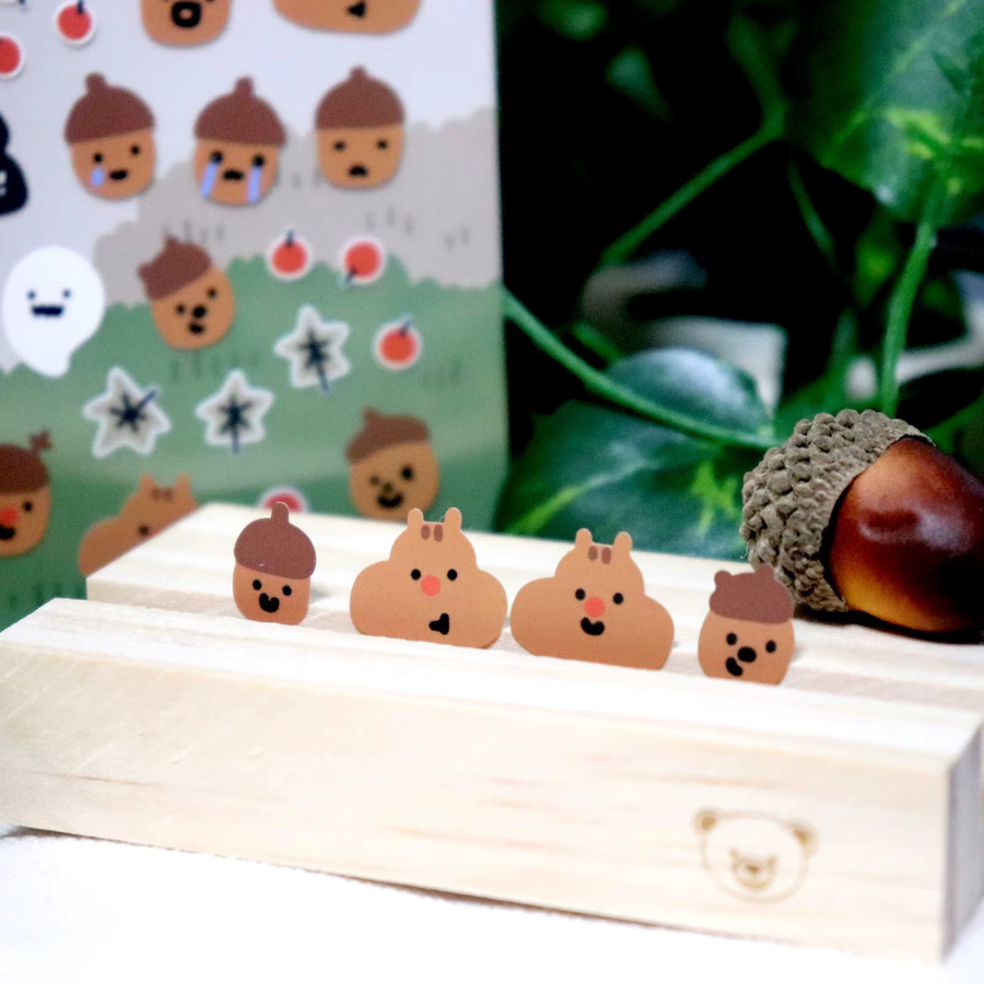 BONITO Kawaii Eichhörnchen und Eichel Aufkleber aus mattem Papier für Scrapbooking und Journaling in Multicolour - Bild 4