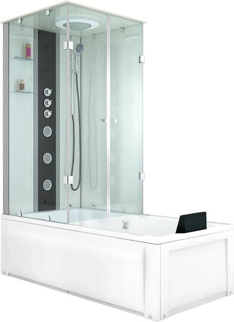 AcquaVapore Whirlpool Dusche Kombination K05-R02-WP in Weiß mit Regendusche, Handbrause, Thermostat und Bodyjets, B/T/H: 90 x 90 x 180 cm - Bild 1