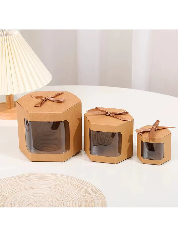 10 Stück sechseckige Geschenkboxen aus Papier mit Sichtfenster und Deckel für Hochzeiten und Geburtstage - Bild 1