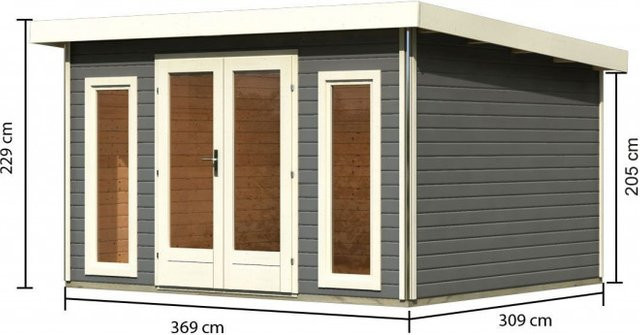 Gartenhaus aus Holz RADEBURG 2 in Terragrau ohne Anbaudach B: 369 cm, T: 309 cm - Bild 1