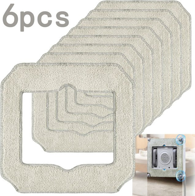6 Stück Ersatz-Reinigungstücher in Weiß für ECOVACS Winbot Mini Fensterreinigungsroboter W-CC02-0012 - Bild 1