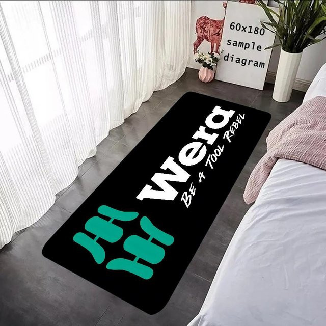 W-Wera-Tools Fußmatte Sei ein Werkzeug-Rebell, grafisch bedruckter Flanell-Teppich für Badezimmer, Küche oder Eingangsbereich, Schwarz, B/T: 60 x 40 cm - Bild 1
