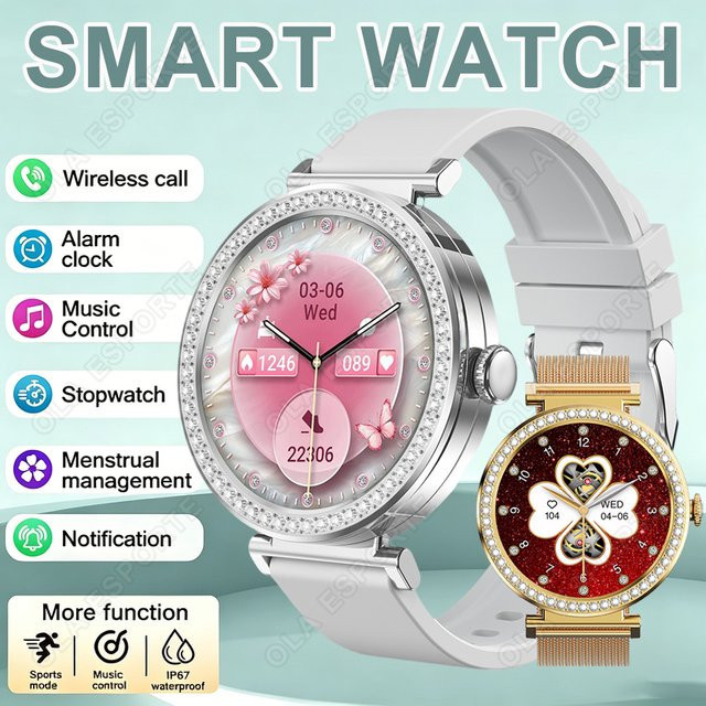 HW12 Smartwatch für Damen in Silber mit HD-Bildschirm, Herzfrequenzmessung und Sprachanruffunktion für Android und iOS - Bild 1