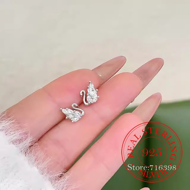 Ohrstecker Schwan, 925 Silber, Zirkonia, Damen - Bild 1