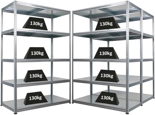 3er Set PROREGAL Schwerlastregal Steel Eagle aus verzinktem Stahl, Farbe Silber, H x B x T: 180 x 120 x 60 cm, Fachlast 130 kg, verstellbare Regalböden - Bild 1