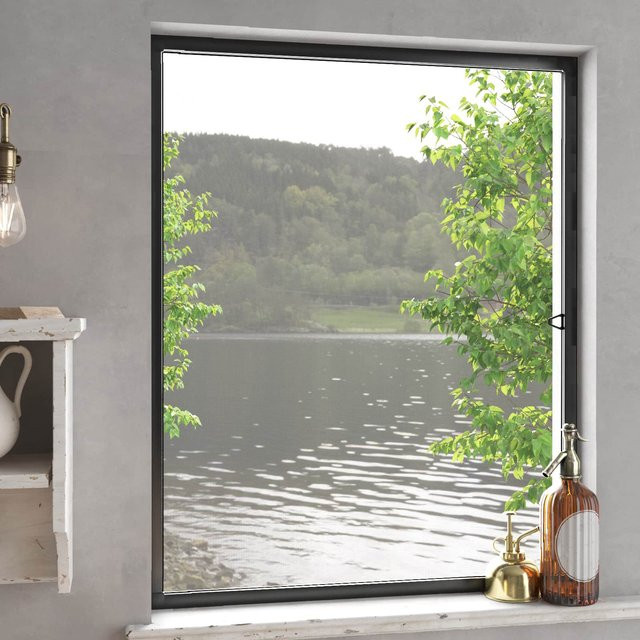 Insektenschutz für Fenster von Yiwydaa aus Aluminium und Glasfaser in Anthrazit, Breite: 120 cm, Höhe: 140 cm - Bild 1