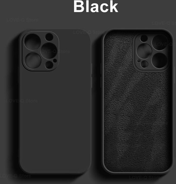 Stoßfeste Flüssigsilikon Handyhülle für Apple iPhone 16 15 14 13 12 11 Pro Max, Farbe: Schwarz - Bild 1