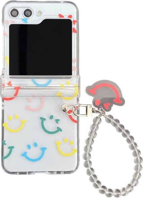 Jitschmni Schutzhülle mit Blumen-Design und Armband für Samsung Galaxy Z Flip 6 5 4 3, Transparent, Stoßfeste Hartschale mit Scharnierschutz - Bild 1