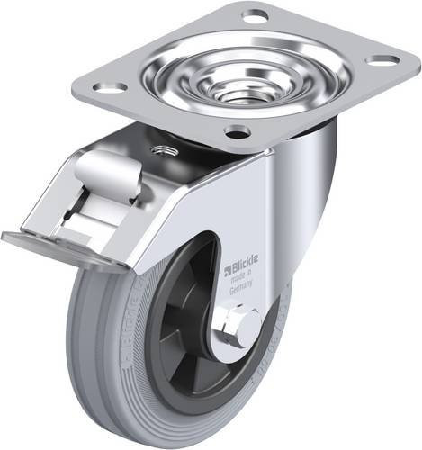 Blickle LE-VPP 100R-FI-SG Lenkrolle mit Feststeller in Grau und Silber, Rad-Durchmesser: 100 mm, Tragfähigkeit: 70 kg - Bild 1
