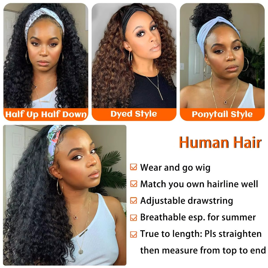 FIUMER Haarband-Perücke aus Echthaar, gelockt, Body Wave, Damen - Bild 4