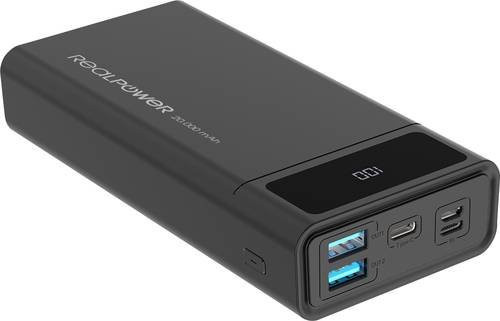 RealPower PB-20k Powerbank 20000 mAh mit Power Delivery und Statusanzeige Schwarz - Bild 1