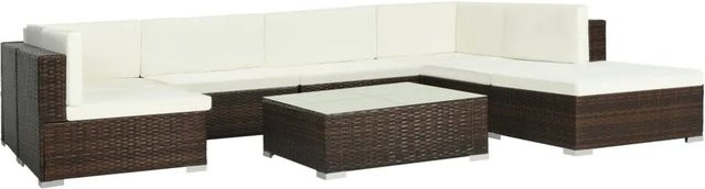 vidaXL 8-teiliges Garten-Lounge-Set aus Poly-Rattan mit Kissen in Braun - Bild 1