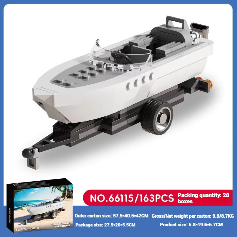 JAKI Bausteine Schlepperboot Schiffsmodell Lernspielzeug in Weiß - Bild 4