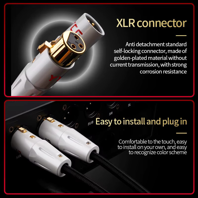 YYTCG XLR-Mikrofonkabel rot, symmetrisches Audiokabel für Mikrofon und Mixer - Bild 4