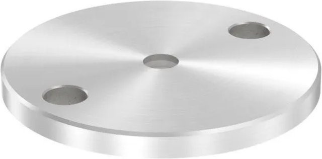 FeNau Ankerplatte aus Edelstahl V2A in Silber, geschliffen Korn 240, Durchmesser: 10 cm, Stärke: 0,8 cm, für Vordachsysteme - Bild 1