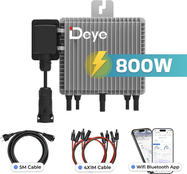 Deye Mikro-Wechselrichter 800 W SUN-M80G4-EU-Q0 in Grau mit 2 MPPT und WIFI für dein Balkonkraftwerk - Bild 1