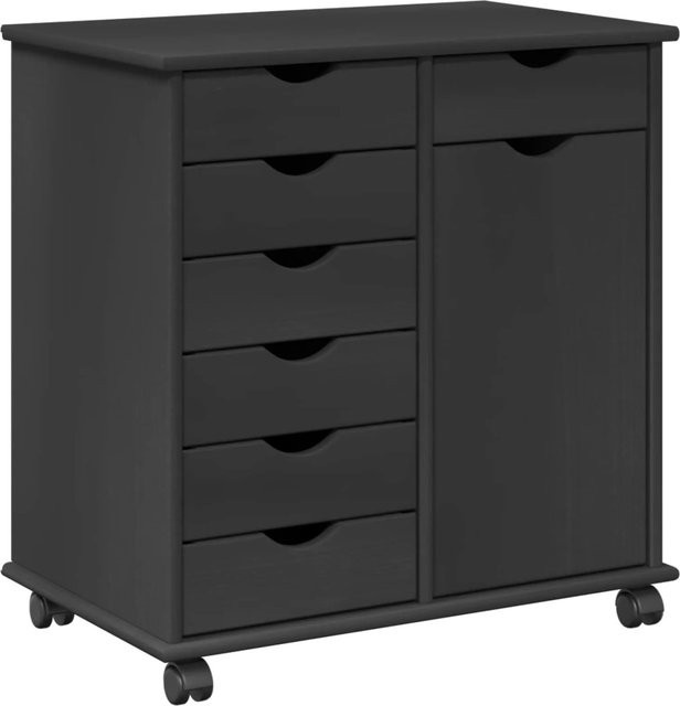 vidaXL Rollschrank aus Massivholz Kiefer in Grau mit Rollen, B/T/H: 63,5 x 39 x 65,5 cm - Bild 1
