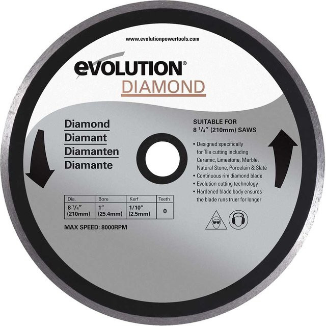 Evolution Diamantscheibe Sägeblatt für Stein in Silber, Durchmesser: 210 mm - Bild 1