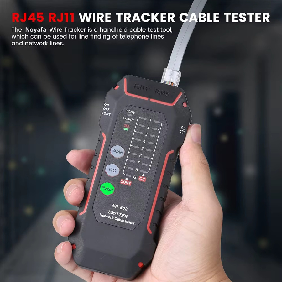 NOYAFA NF-802 Multifunktions-Netzwerkwerkzeug mit LCD-Display, Kabeltracker und PoE Checker für RJ11 und RJ45, Schwarz - Bild 3