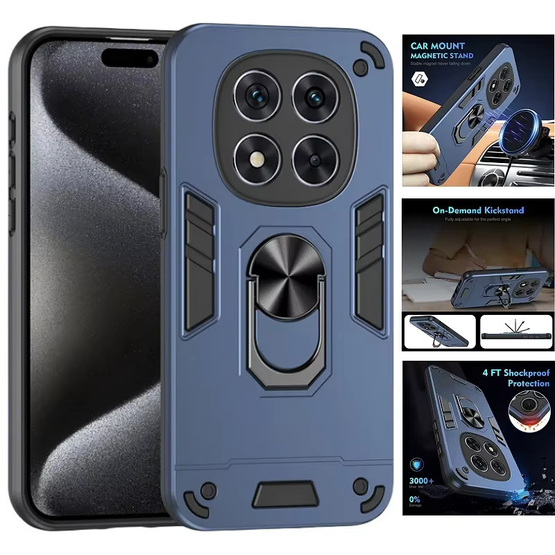 Hybrid-Rüstungshülle für Xiaomi Redmi Note 14 Pro Plus 5G und 14C 4G A3 mit magnetischem Halter und Ringschutz in Grün und Blau - Bild 5