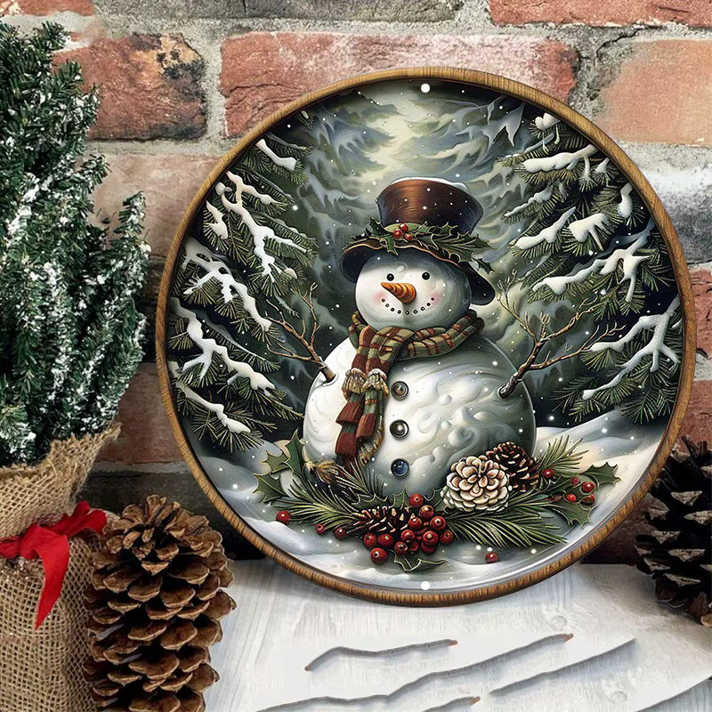 Rundes Schneemann Wanddekor aus Aluminium von Potdemiel, Mehrfarbig, Durchmesser: 20,32 cm - Bild 5