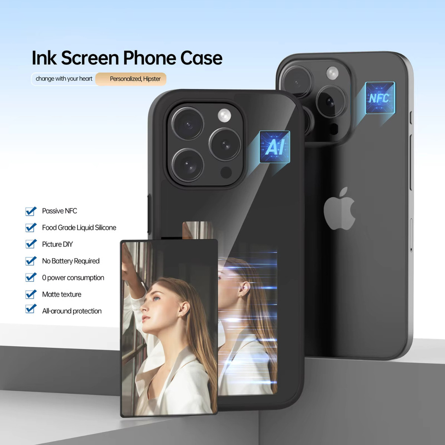 Zoeydam E-Ink NFC-Bildschirmanzeige mit 3,7 Zoll Display für iPhone 16 15 14 13 in Schwarz und Weiß mit drahtloser Übertragung und Vierfarben-Projektion - Bild 3