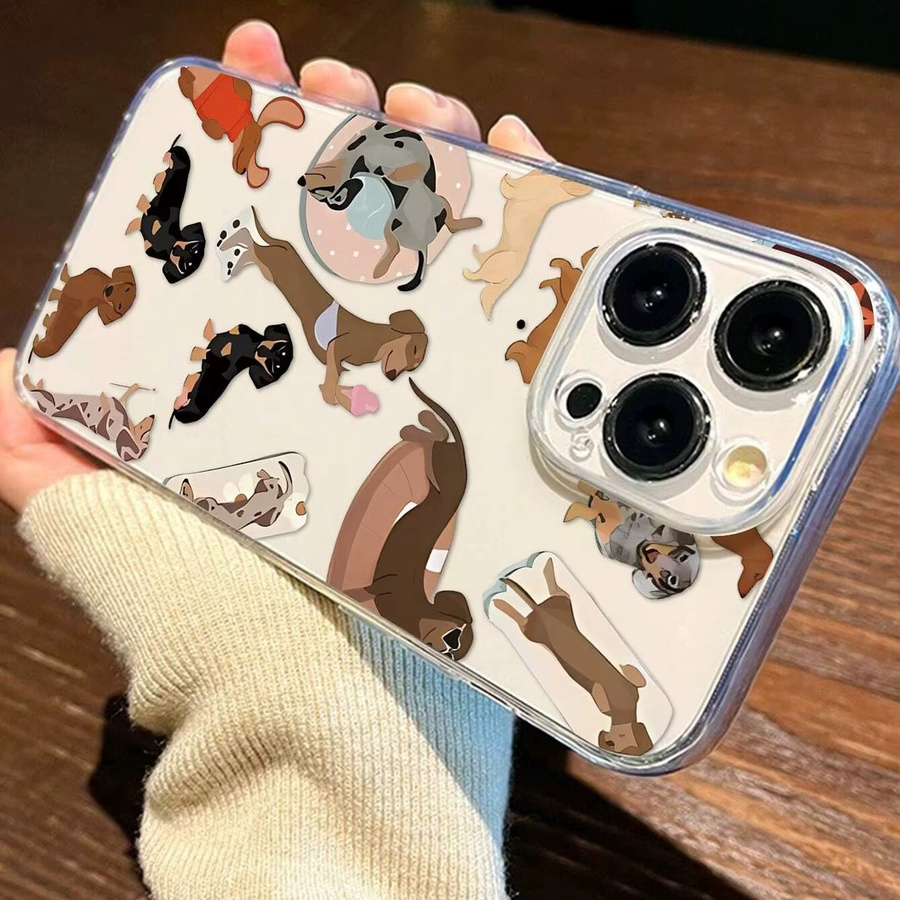 Transparente TPU-Handyhülle mit Dackel-Muster für iPhone 17 Air Pro Max, 16, 15, 14, 13, 12, 11 und weitere Modelle - Bild 3