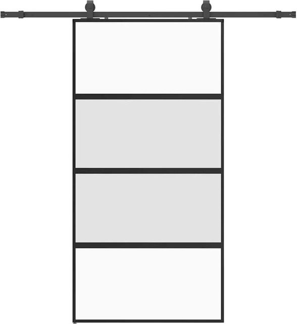 vidaXL Schiebetür aus Glas mit Beschlag in Schwarz, modern, B: 102,5 cm, H: 205 cm - Bild 1