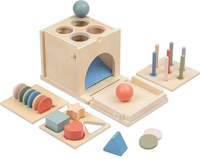 BizyKoady Hölzerne Montessori Farbsortierbox, Lernspielzeug, Mehrfarbig - Bild 1