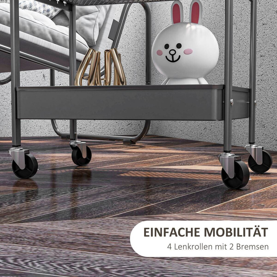 HOMCOM Küchenwagen mit 3 Etagen und 2 Hängekörben in Grau, B/H/T: 30,5 x 53,5 x 75 cm - Bild 4
