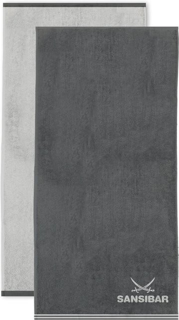 Duschtuch SANSIBAR aus Baumwolle, Grafik-Design, Anthrazit/Silber/Grau/Mehrfarbig - Bild 1