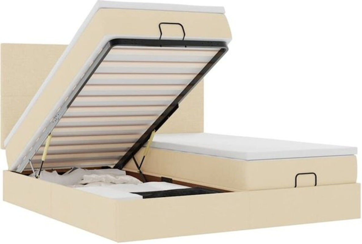 vidaxl Polsterbett Ottoman mit Matratzen und LED in Creme, B/T: 180 x 200 cm - Bild 1