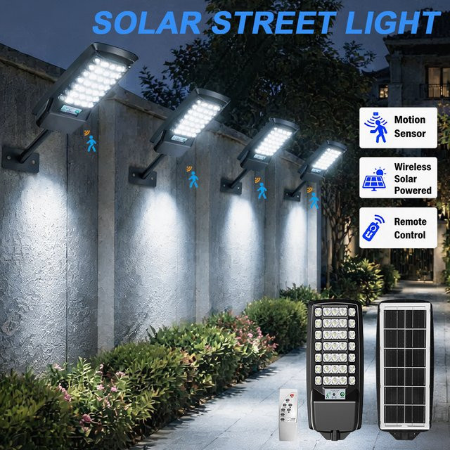 UMEXUS Solar-Straßenleuchte in Schwarz mit Bewegungssensor und 50000 lm für den Außenbereich und Garten - Bild 1
