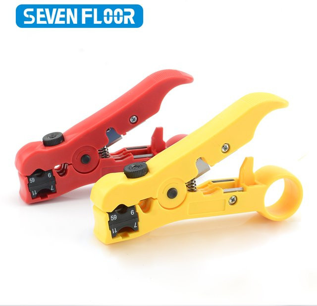 Multifunktionales Abisoliermesser für Elektrokabel und Koaxialkabel UTP STP RG59 RG6 RG7 RG11 in Rot - Bild 1