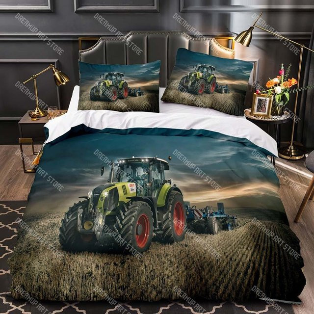 Bettwäsche Set Lodestar mit Traktor und Baustellenfahrzeug Muster für Kinder, Bettbezug und Kissenbezug, Mehrfarbig, B/H: 140 x 210 cm - Bild 1