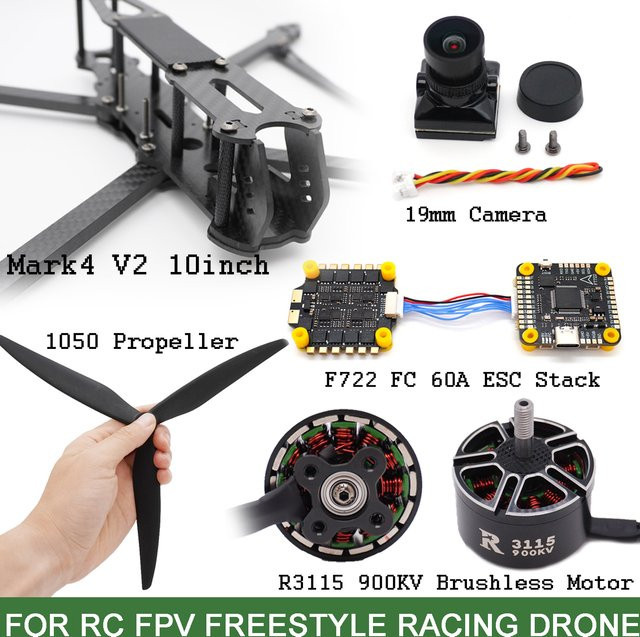 YSIDO Mark4 V2 10-Zoll-Rahmenkit, FPV-Kameradrohne, ELRS, Schwarz, Metall - Bild 1