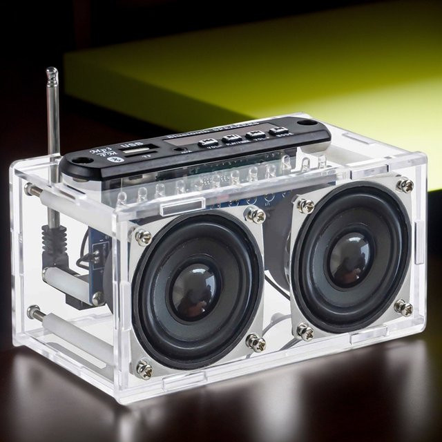 UICPAL DIY-Elektronik-Kit Bluetooth-Lautsprecher mit FM-Radio und TF- sowie U-Disk-Unterstützung in Transparent - Bild 1