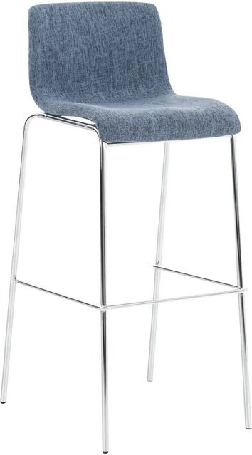 DELUKE Barhocker TENAR mit Lehne aus Stoff in Blau und Silber, B/T/H: 43 x 48 x 100 cm - Bild 1