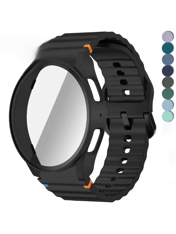 OAKCHARM Uhrenzubehör Hülle und Armband für Samsung Galaxy Watch, Silikon, Schwarz - Bild 3