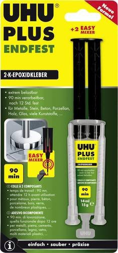 UHU plus endfest 300 2K-Epoxidharz-Kleber Doppelkammerspritze mit statischem Mischer 15 g - Bild 1