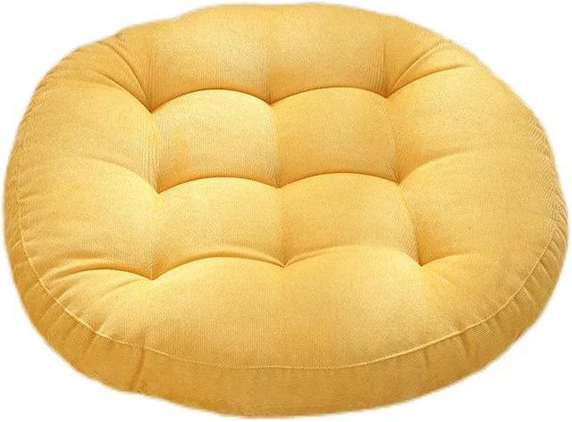 Rundes Bodenkissen aus Polyester in Gelb, getuftetes Meditationskissen für Yoga und Wohnzimmer, Durchmesser: 55 cm - Bild 1
