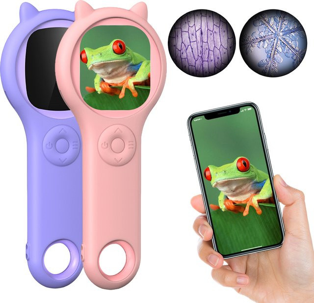 ALLOYSEED Digitales Handmikroskop, Natur, mit 8 LED-Licht, Rosa / Pink - Bild 1