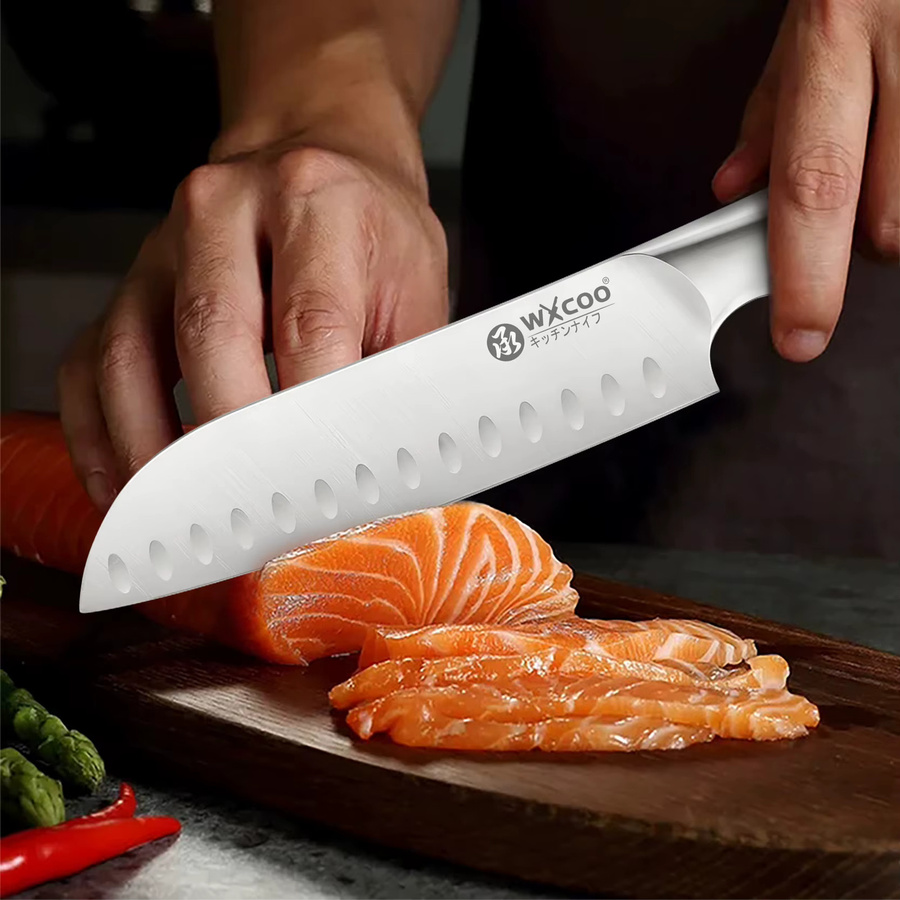 WXCOO Profi Küchenmesser Set aus Edelstahl in Silber, Allzweckmesser mit Hohlgriff für Obst, Fleisch und zum Ausbeinen - Bild 3