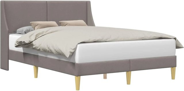 vidaXL Bettrahmen mit Kopfteil und Verbindungsplatte in Taupe und Grau, modern mit Stoffmuster, B/T/H: 280 x 230 x 230 cm - Bild 1
