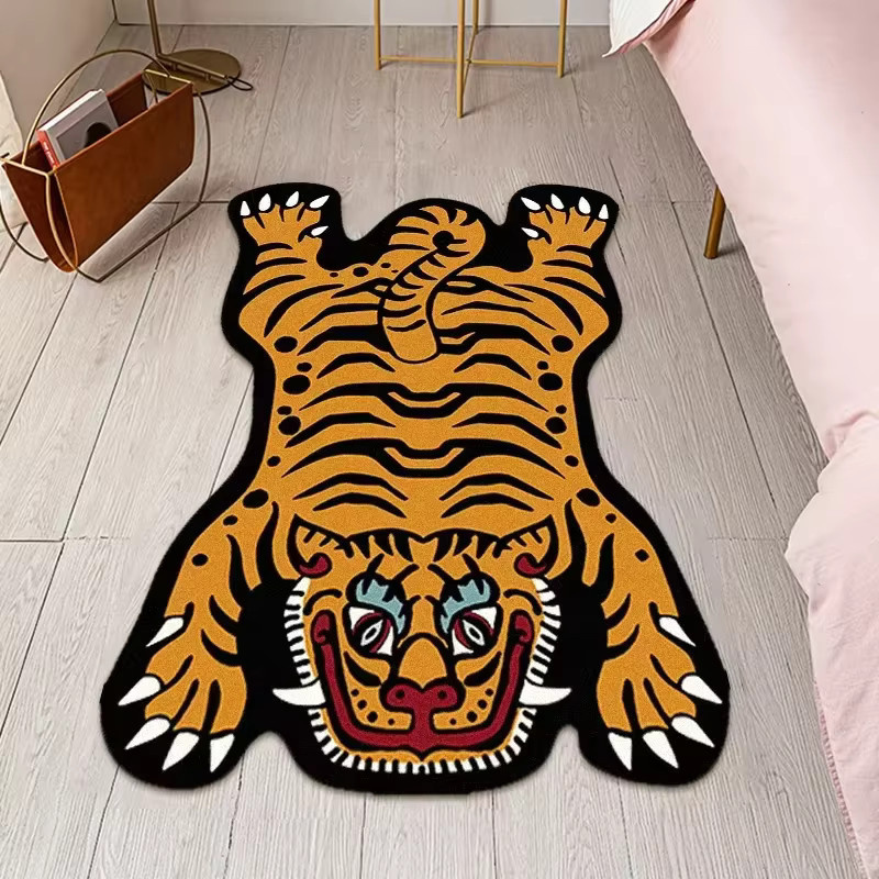 VIKAMA Cartoon-Tiger-Teppich in Orange für Wohnzimmer und Schlafzimmer - Bild 2